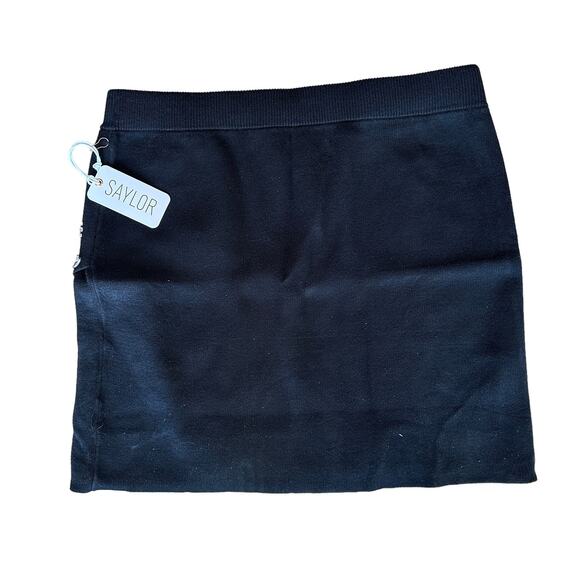 SAYLOR Black Cocktail Mini Skirt LARGE Bandage Slit Rhinestone Designer $308 NEW - Picture 8 of 9